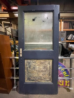 Puerta metálica individual con 1/2 alambre de pollo vidrio salvamento arquitectónico 40"x89" Foto 1 de 4