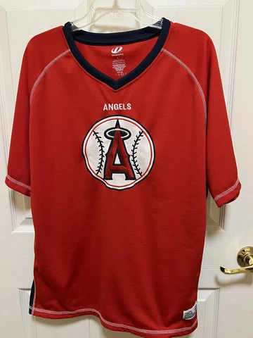 Dynasty California Angels Polyester Baseball V-Neck Shirt SS Red Men’s L Cover