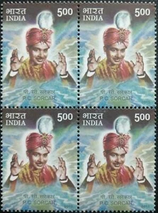 INDIA 2010 P C Sorcar Magic Magician stamp Block of 4 MNH - Picture 1 of 1