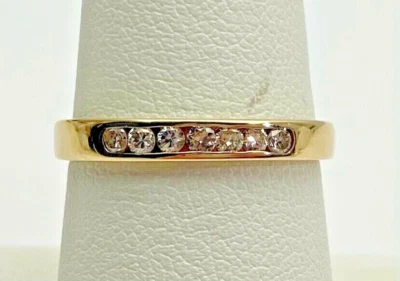 14K Yellow Gold Channel Set Round 1/4 Carat Diamond Band 2.4 Grams Size 7.5 - Image 1 of 4