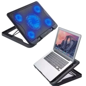 Large 12"-17" Laptop Cooling Cooler Mat Pad Laptop Stand 5 LED Fans Usb New - Picture 1 of 10