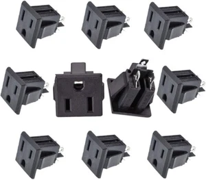 Panel Mount Outlet Power Socket 10pcs Us Plug 3 Pins Ac 15a 125v Panel Screw Mou - Picture 1 of 5