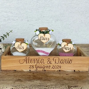 Cérémonie de sable. Pots et plateau d’unité de mariage personnalisé. - Imagen 1 de 5