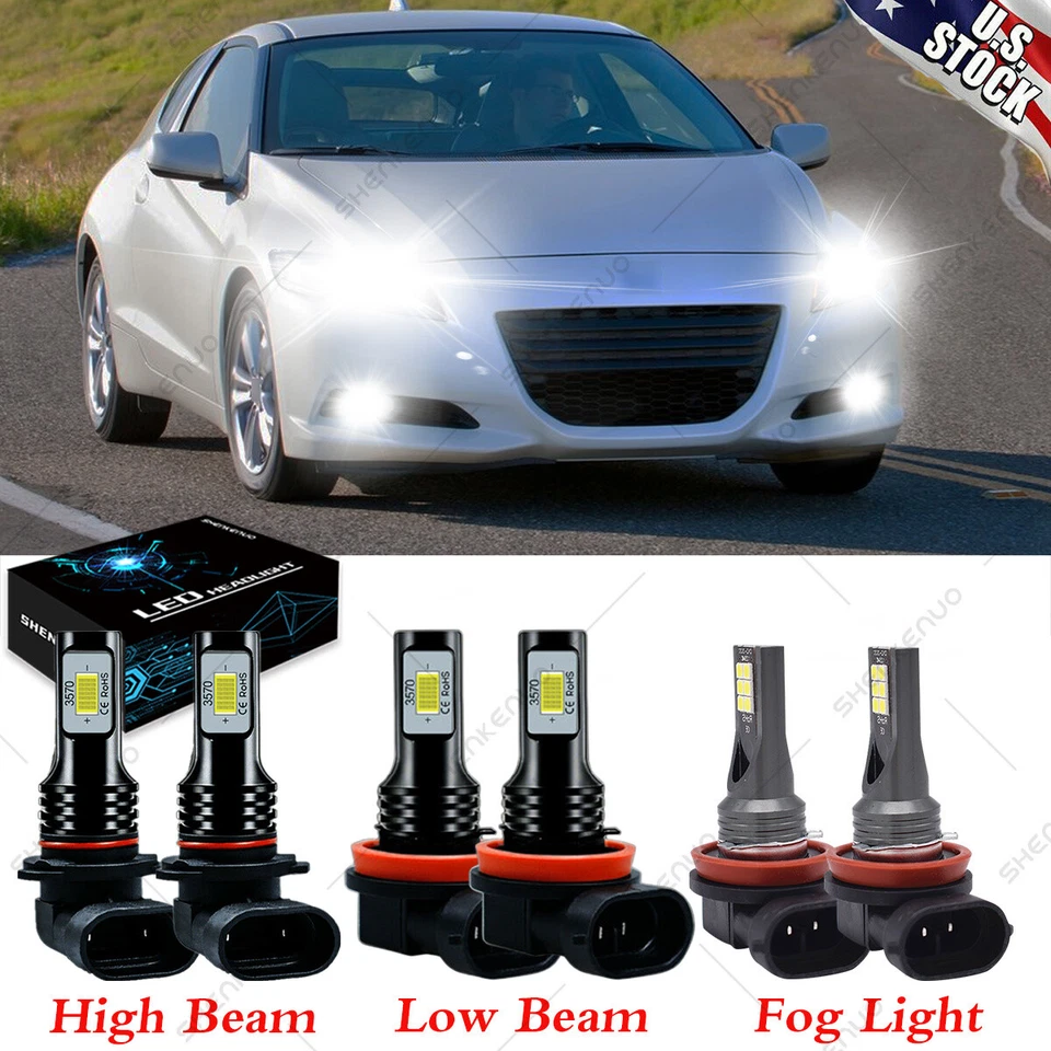 For Honda CR-Z 2011-2016 - 6X LED Headlight High Low Beam + Fog Light Bulbs Kit - Image 1 of 4