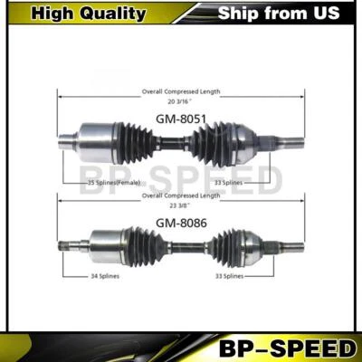 Ejes de eje CV delanteros izquierdo+derecho para Pontiac Trans Sport 1992 Foto 1 de 3