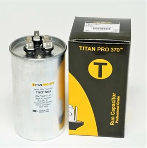 Condensador de funcionamiento redondo de doble motor TitanPro TRCD7075 HVAC. 70/7,5 MFD/UF 370 voltios - Imagen 1 de 4