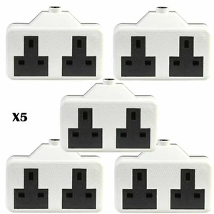 5 x WHITE 2 GANG RUBBER PLUG SOCKET DOUBLE TRAILING EXTENSION SOCKET TWIN NEW UK - Picture 1 of 1
