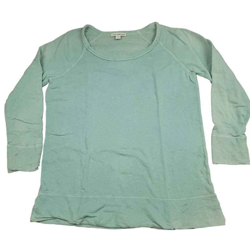 James Perse Womens 1 US S Shirt French Terry Oversized Sweatshirt Boxy Green - Image 1 of 4