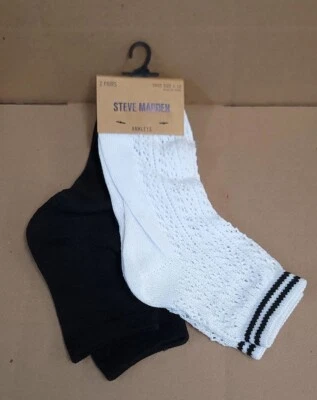 Mujer Steve Madden Talla 5-10 Calcetines Tobillo 2 Pares Foto 1 de 2