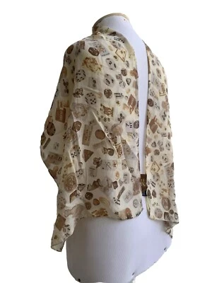 Divo Diva Geométrico Beige Rectángulo Bufanda de Seda 52/16 en HECHO EN ITALIA #A47 Foto 1 de 4