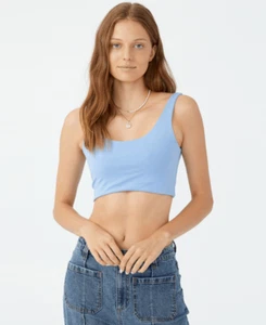 Nuevo tanque de corte de ceniza prensado hortensia azul elástico de algodón para mujer talla XL - Imagen 1 de 6