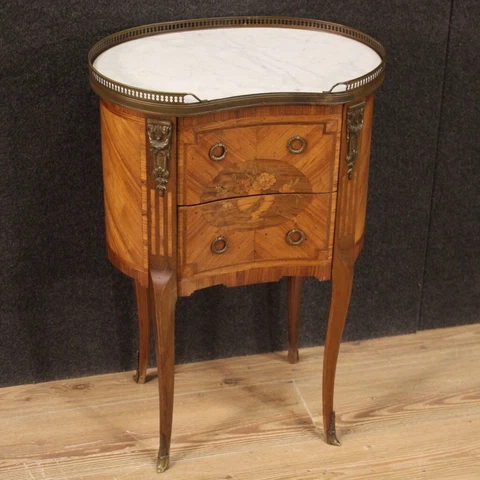 French nightstand bedside table marble top antique style Napoleon III furniture Cover