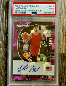 2020-21 Prizm Draft Picks LAMELO BALL #PA-LB Rookie RC Auto Purple Ice /99 PSA 9 - Picture 1 of 2