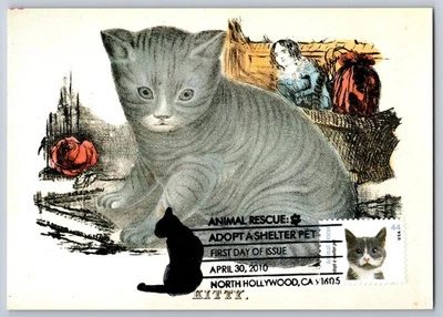 #4456 Adapt a Pet Gray and White Cat Maxi Card FDC w/Pictorial Cancel - Image 1 of 2