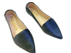 Hush Puppies Hazel spitze Loafer flache Schuhe, schwarzes Leder, Damengröße 9 breit, neu ohne Karton - Bild 1 von 14