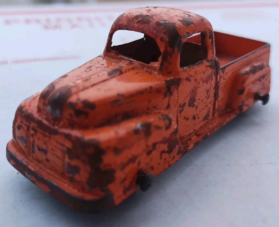 1949 Tootsietoy Ford F1 Pickup Truck 3" Fabricado nos Estados Unidos Laranja🔴🟠🟡🔴⚪🔵 - Imagem 1 de 4