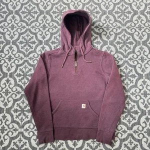 Vintage Retro Burgundy Carhartt Half Zip 1/4 Zip Boxy Sweater Hoodie Women’s Med - Picture 1 of 7
