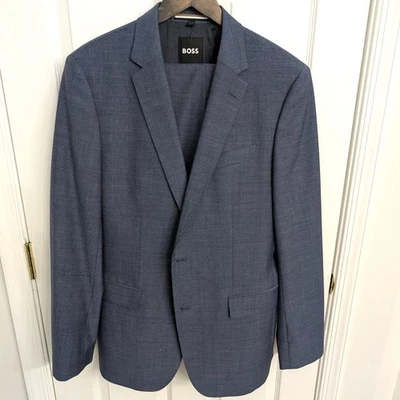 Hugo Boss Slim Fit Suit Men's Jacket Size 44L Pants 34x32 Blue Wool Blend - Image 1 of 4