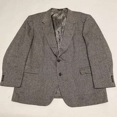 Tweed Blazer Jacket Mens 50R Grey Herringbone Wool Country Hunting Smart City - Image 1 of 4