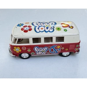 5" Kinsmart 1962 Volkswagen Classical Bus w/Decal 1:32 Diecast Love Peace RED - Picture 1 of 7