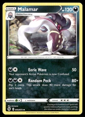 2020 Champion's Path Set Pokemon Card 45  Malamar NM - Image 1 of 2