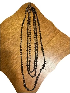 Collana 3 strati moda sfaccettata Jet Black. Lunghezze 15”, 16” e 18” - Foto 1 di 3