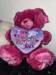 VALENTINE'S DAY Teddy Bear Pink Heart LOVE YOU TO THE MOON AND BACK 2025 - Picture 1 of 9