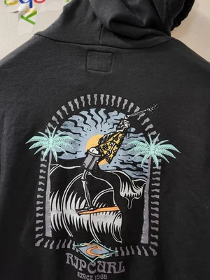 Moletom Rip Curl masculino com capuz pulôver esqueleto gráfico de 2 lados surf tamanho grande - Imagem 1 de 4