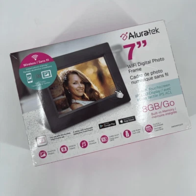 New Aluratek 7" lcd wifi Digital Photo Frame with Touchscreen 8gb memory - Image 1 of 4