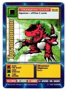 Vintage 1999 Bandai Digimon Trading Card Series 2 Tyrannomon Bo-66