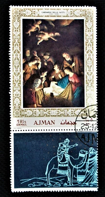 Б/У редкая марка Аджмана ОАЭ ХЕРАРДО ДЕЛЛЕ НОТТИ КАРТИНА «РОЖДЕСТВО» - Изображение 1 из 2