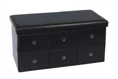Faux Leather Storage Ottoman Bench Footrest Stool Ottoman Bench 15"X15"X30" - Image 1 of 4