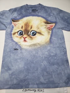 Mountain Funny Kitty Cat Tie-Dye RARE Blue T-Shirt Size Small - Picture 1 of 1