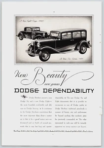 Dodge Brothers Eight cupé y seis sedán Dodge automático con impresión de colección AD 1931 - Imagen 1 de 1