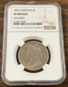 1852 Great Britain 2 Shilling silver - NGC XF details - cleaned - Picture 1 of 4