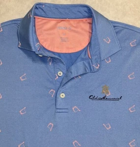 Johnnie-O OLD MEMORIAL Golf Polo Shirt Men's M Cocktail Print Lowball Blue - Picture 1 of 5