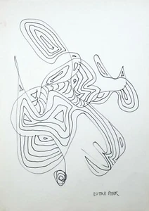 Lutka Pink - Drawing Original - Felt - Zig Zag 3 - Picture 1 of 2