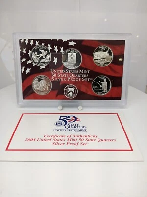 2008-S US Mint SILVER Proof QUARTER Set W/ Original Government Packaging - Image 1 of 3