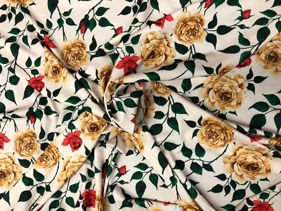 4 METRES SCUBA  CREPE JERSEY STRETCH FLORAL PRINT DRESS FABRIC CHEAPEST - Image 1 of 4