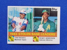 1984 Topps Stolen Base Leaders Tim Raines Rickey Henderson #134