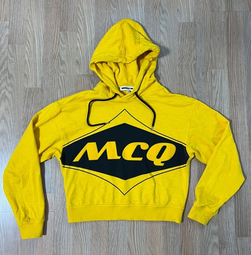 Felpa con cappuccio McQ Alexander McQueen donna flock stampata zafferano maglia cotone XS