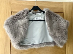 Helen Moore bridal bridesmaid wedding faux fur bolero, shrug, opal, size S - Picture 1 of 4