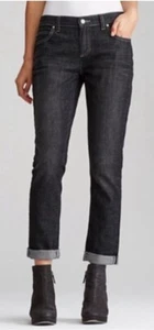 EUC - EILEEN FISHER Jeans Organic Cotton Boyfriend Stretch Black Wash Women’s 14 - Picture 1 of 8