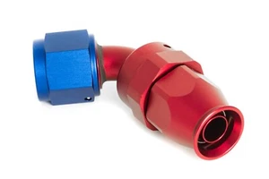 PTFE Aluminum Fitting Dash 8 /-8 ON / JIC 8 Port 60° Blue/Red Anodized - Picture 1 of 8