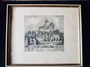 Diezer Schloß und Altstadt von Rudolf Fuchs ( Diez 1892- 1985) Original signiert - Bild 1 von 3