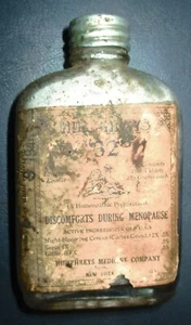 Vintage Medizin Flasche Sammlerstück Beschwerden in den Wechseljahren Humphrey Pille - Bild 1 von 7