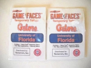 TWO (ONE SET OF) FLORIDA UF GATORS SCRIPT LOGO TEMPORARY TATTOOS BY GAME FACES - Picture 1 of 1