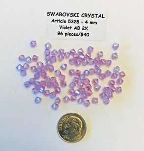 Swarovski® Bicone Beads #5328  - 4mm - VIOLET AB 2X - 96 Pieces - Picture 1 of 1