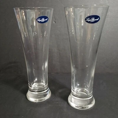 Luigi Bormioli Crystal Pilsner Glasses Set of Two 8 1/2" Tall Made In Italy - Image 1 of 4