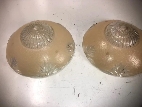 Lot2 Antique round frosted glass art deco light fixture chandelier Farmhouse 10” Cover